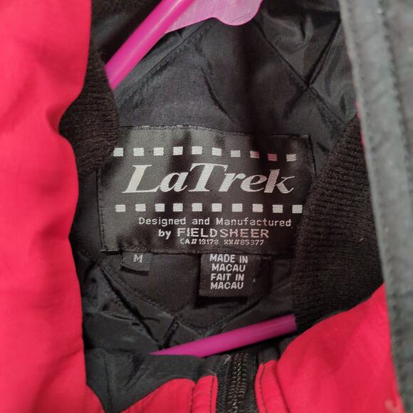 Vintage LaTrek Windbreaker Jacket Mens M Black Purple Puffer Sport Full Zip - Picture 6 of 10